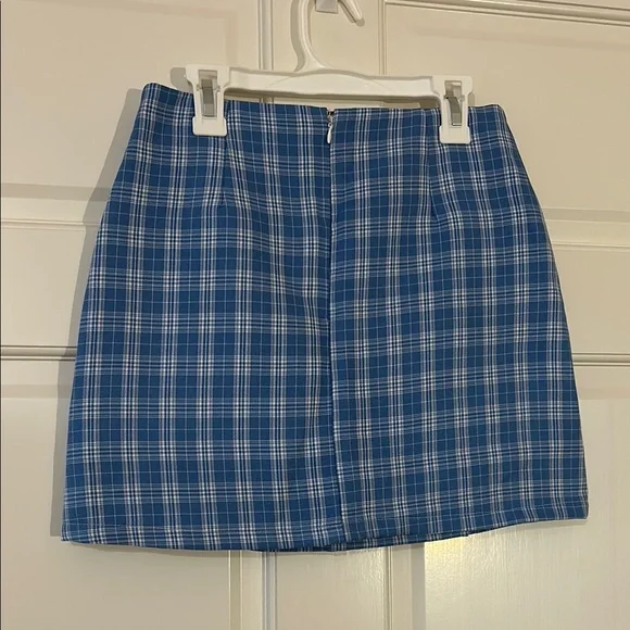 Blue Plaid Mini Skirt - Picture 2 of 5